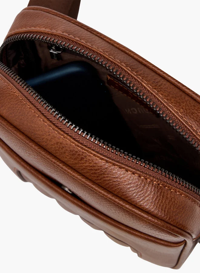 DUCHINI Men's Textured Crossbody Bag with Adjustable Strap and Zip Closure