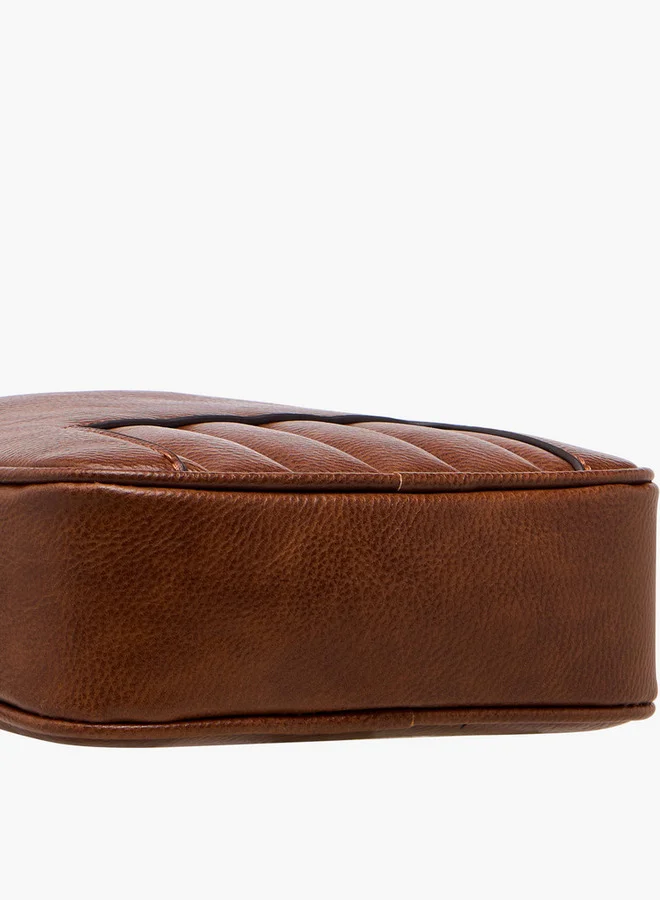 DUCHINI Men's Textured Crossbody Bag with Adjustable Strap and Zip Closure