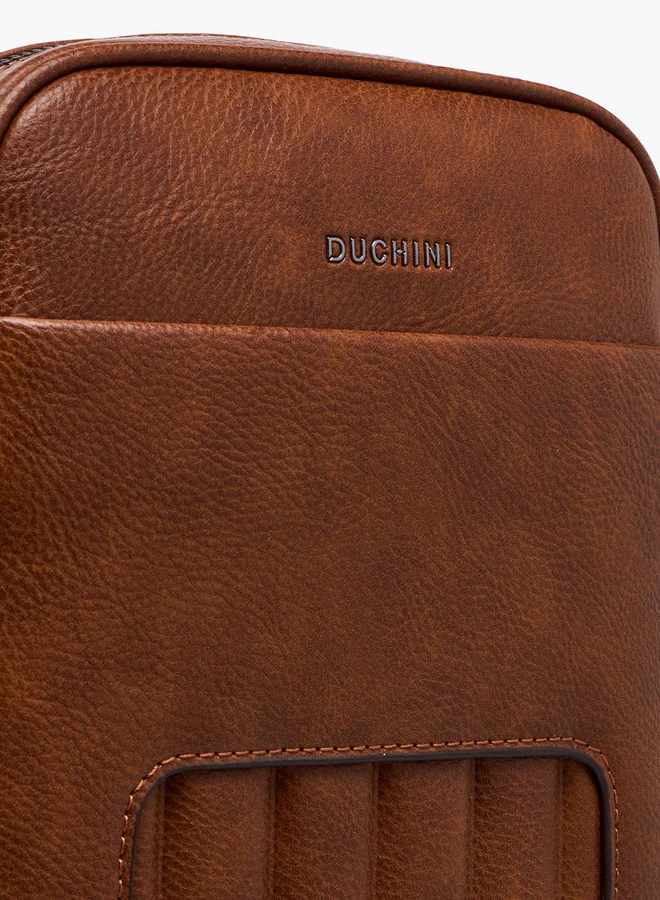 DUCHINI Men's Textured Crossbody Bag with Adjustable Strap and Zip Closure