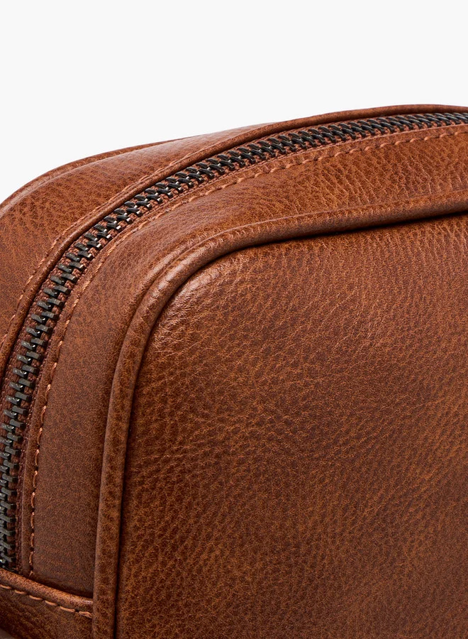 DUCHINI Men's Textured Crossbody Bag with Adjustable Strap and Zip Closure
