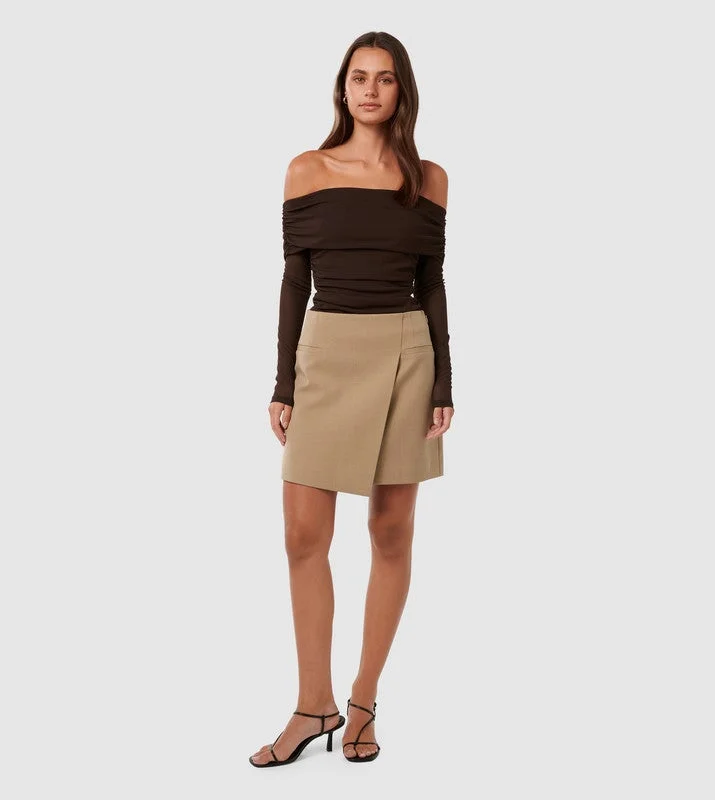 forever new  KAIA Ruched Mesh Off-Shoulder Top for Women | Best Price UAE