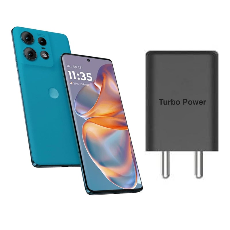 XYKOS محول موتورولا 68 واط توربو باور السريع مع كابل Type-C بطول 3.3 قدم لجهاز موتورولا Edge 60 Fusion/Edge 50 Fusion/Edge 50 Ultra/50 Pro/Razr 50 Ultra/Moto G45/G54/G64 | دعم PD و QC 3.0 (محول + كابل) - Image 5