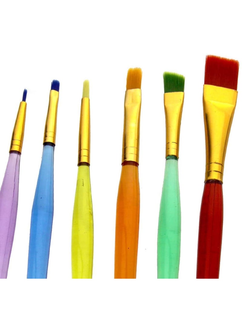 anezus anezus Set of 6 Different Sizes Synthetic Flat Paint Brush for Nail Brush Art, Artist Acrylic Painting  - Image 2