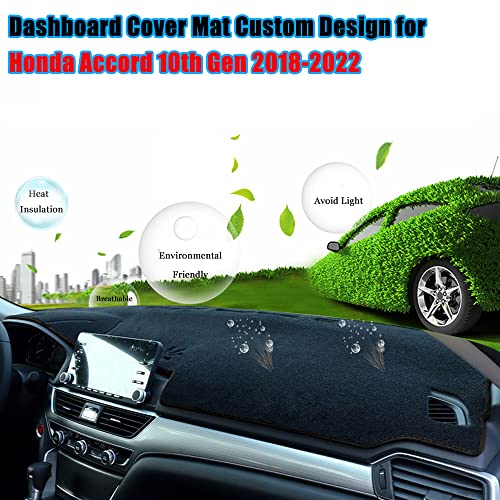 YOFAMO Dashboard Cover Dash Cover Mat Pad Carpet Custom Fit for Honda Accord 2018 2019 2020 2021 2022(Without HUD) Accessories Anti-Skid Center Console Protector Cover Mat(Black Edge) - Image 3
