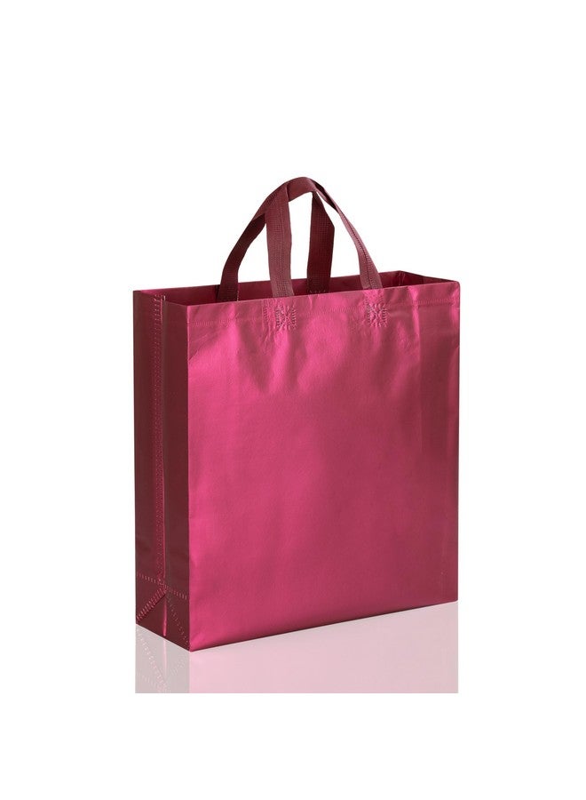 Drapme Medium Size Pack of 10 Pcs Matt Metallic Laminated Non-Woven Reusable Eco-Friendly Party Return Gift Bags (Wine) (Medium 12x13x4 Inch) - Image 1