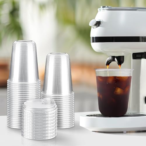 Qeirudu 16 Oz Round Bottom Clear Plastic Cups with Strawless Sip Lids, 50 Pack Disposable Iced Coffee Cups To Go Cups for Cold Drinks, Smoothie, Juice, Milkshake - Image 4