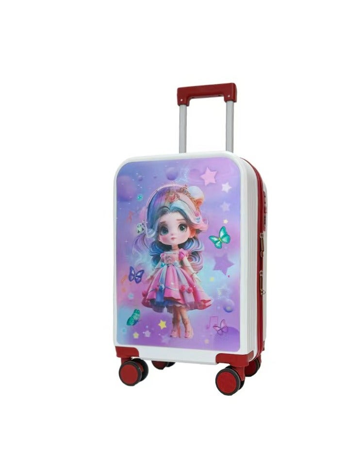 Golden Kids Luggage, 20 Inch Kids Lightweight 3D Trolley Bag, Suitcase with Cartoon Pattern, Travel Gift for Boys and Girls (Little girl ) - Image 1