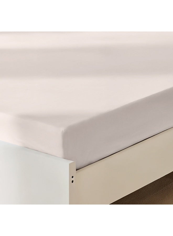 Rest Fitted Bedsheet 180x200+30cm Breathable Plush Beige Fabric with Deep Pockets Machine Washable for Optimal Protection  - Image 1