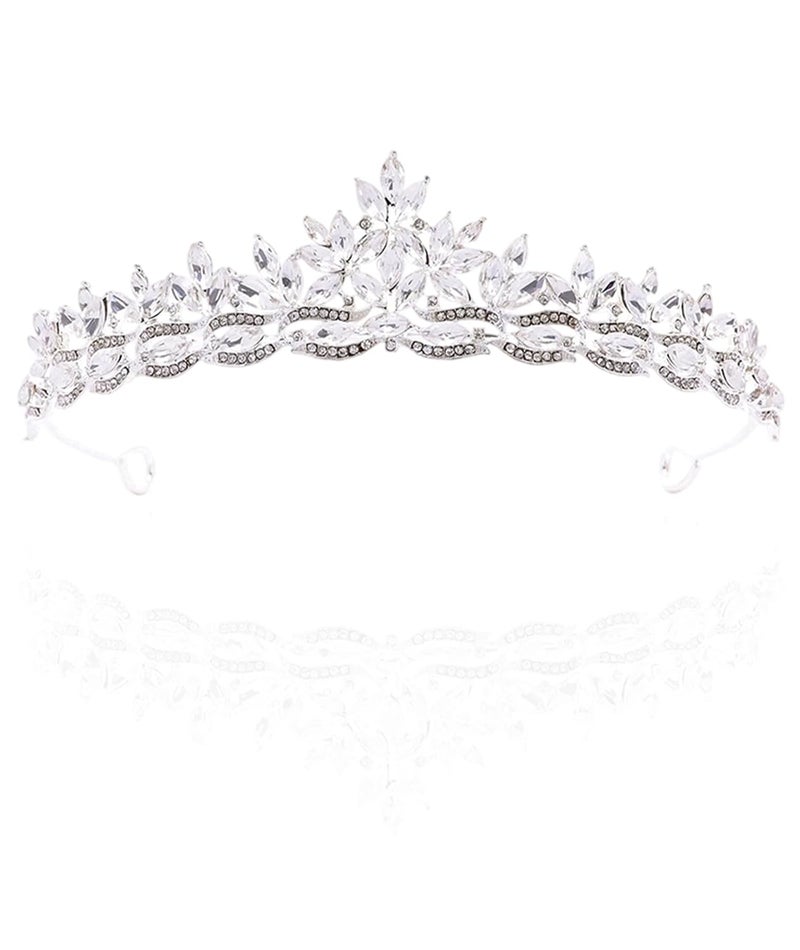 RupeeRise تاج للنساء، تاج زفاف للعروس، تاج أنيق للعروس للزفاف، تاج ملكة للفتيات، قطعة رأس رسمية للمسابقات ومعظم المناسبات  - Image 1