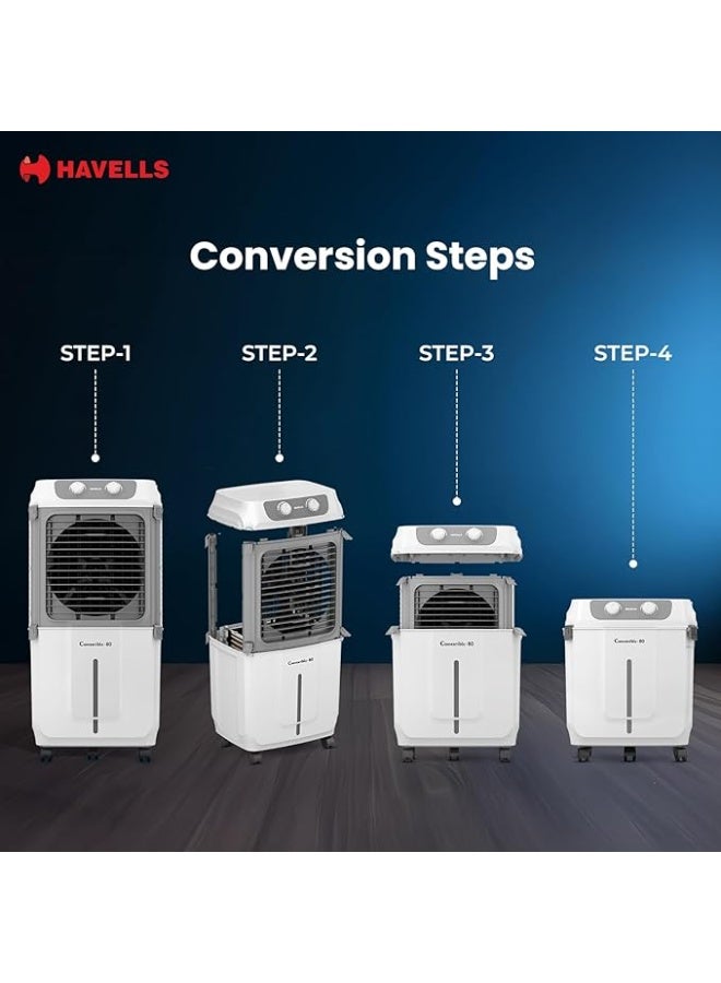 Havells Convertible 80 L Desert Air Cooler – 2‑in‑1 Convertible Design, Honeycomb Pads, 3500 m³/h Airflow - Image 4
