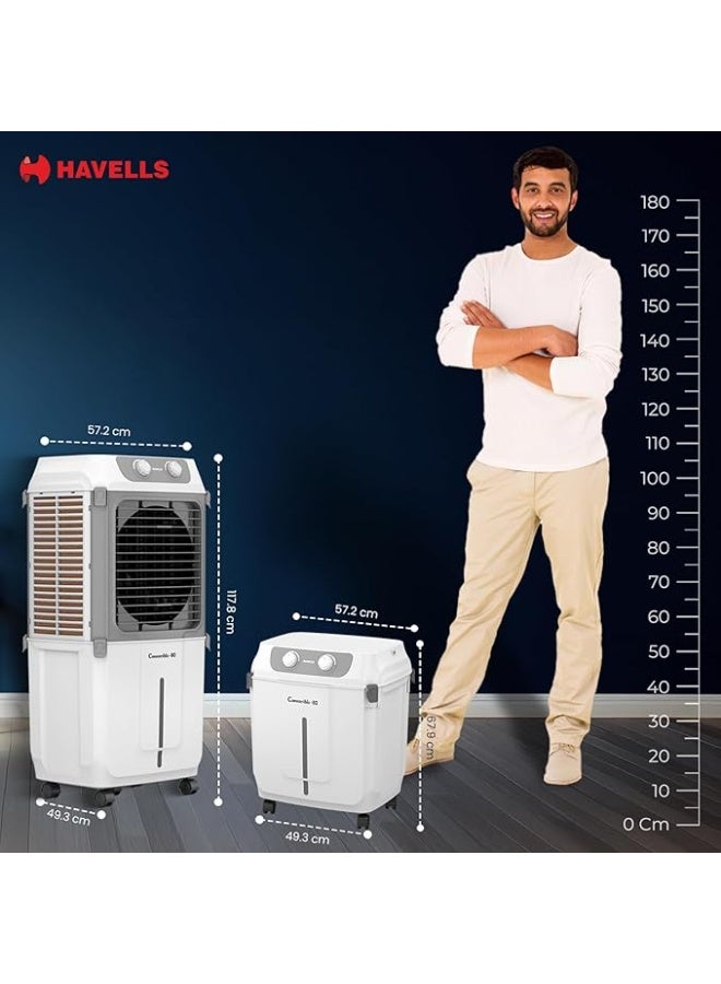 Havells Convertible 80 L Desert Air Cooler – 2‑in‑1 Convertible Design, Honeycomb Pads, 3500 m³/h Airflow - Image 2