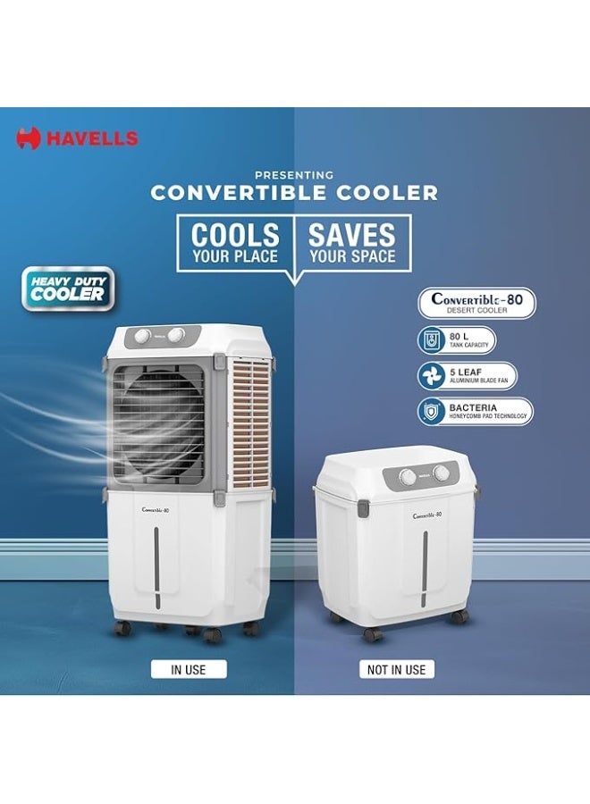 Havells Convertible 80 L Desert Air Cooler – 2‑in‑1 Convertible Design, Honeycomb Pads, 3500 m³/h Airflow - Image 3