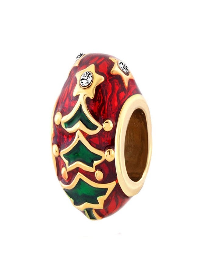 MiiFort Christmas Tree Spacer Charm fits Pandora Charms Bracelets Snowman Deer Santa Family Birthday Red - Image 1