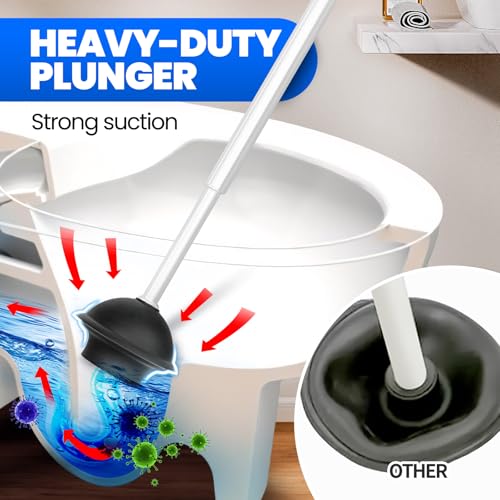 Denvlex 2 in 1 Toilet Brush and Plunger Set, Extended Handle Plunger,Toilet Bowl Brush Plunger Set,Gap Brush，Cleaning Gloves，Bathroom Cleaning Tools，Toilet Brush Plunger Combo，Light Grey - Image 2