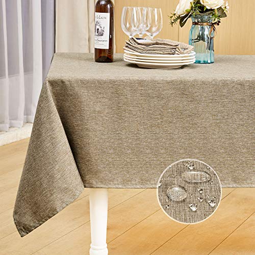 Mebakuk Rectangle Table Cloth Linen Farmhouse Tablecloth Waterproof AntiShrink Soft and Wrinkle Resistant Decorative Fabric Table Cover for Kitchen Mocha 60 x 104 810 Seats