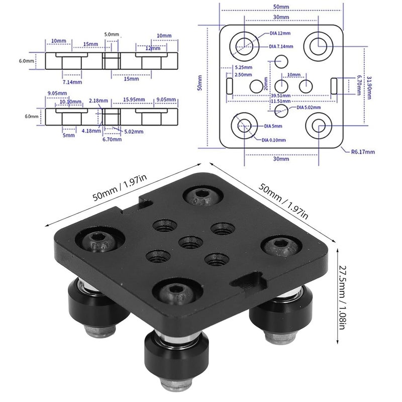 Black Aluminum Alloy V Wheel Plate Set for CNC and 3D Printer Gantry Rod - Image 4