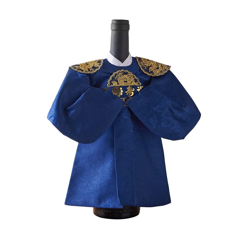 JYHOME Korean Traditional Clothes HANBOK Wine Bottle Cover Housewarming GiftsFirst New Home House Homeowner Gifts Kingnavy 