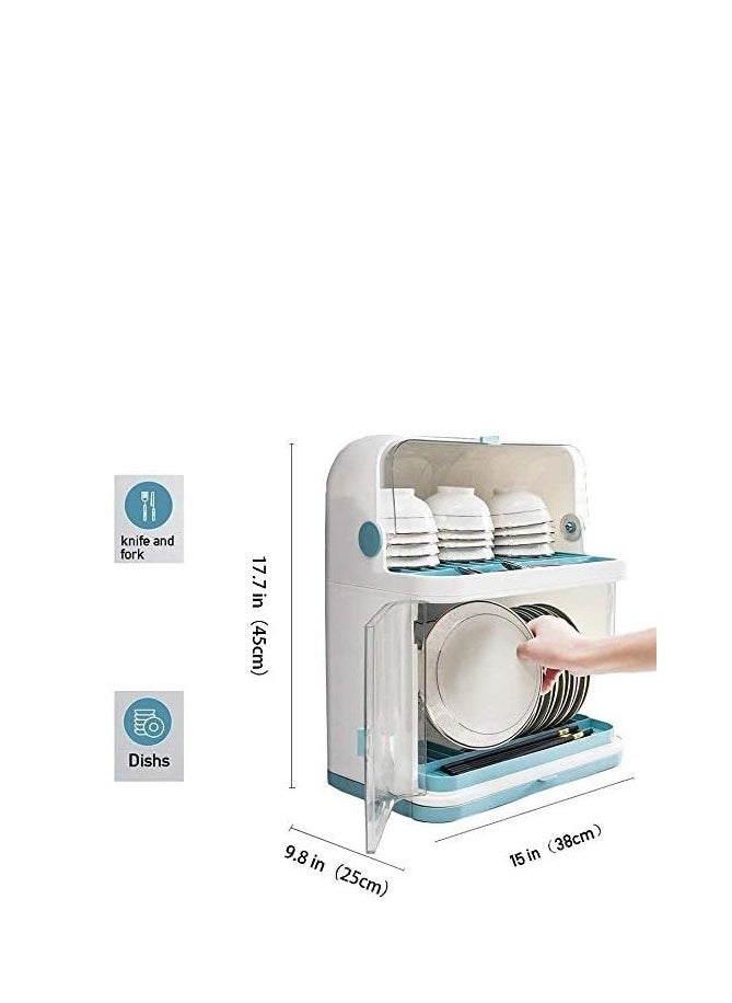 ماركة غير محددة - رفوف أطباق Y-Dish Racks رف أطباق تصريف بطبقتين مع غطاء، رف تجفيف متعدد الوظائف بسعة كبيرة مع لوح تصريف قابل للإزالة، للأطباق وأدوات المائدة والأكواب والأطباق - Image 1