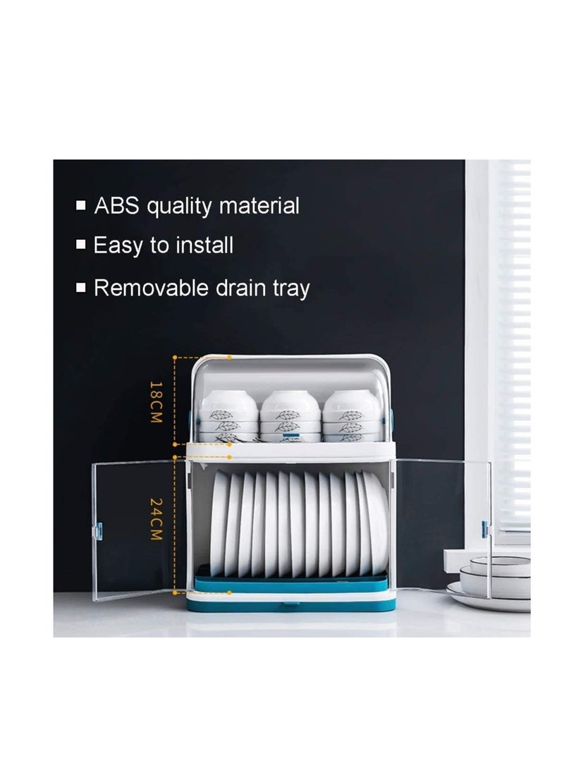 ماركة غير محددة - رفوف أطباق Y-Dish Racks رف أطباق تصريف بطبقتين مع غطاء، رف تجفيف متعدد الوظائف بسعة كبيرة مع لوح تصريف قابل للإزالة، للأطباق وأدوات المائدة والأكواب والأطباق - Image 1