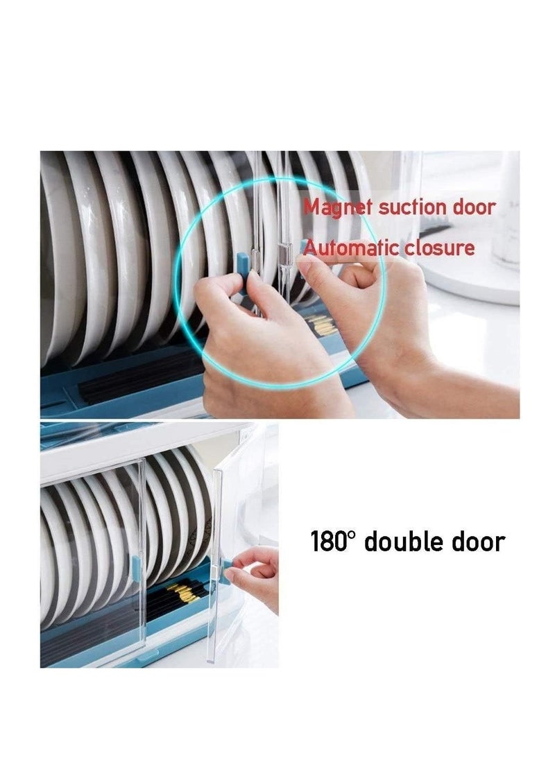 ماركة غير محددة - رفوف أطباق Y-Dish Racks رف أطباق تصريف بطبقتين مع غطاء، رف تجفيف متعدد الوظائف بسعة كبيرة مع لوح تصريف قابل للإزالة، للأطباق وأدوات المائدة والأكواب والأطباق - Image 1
