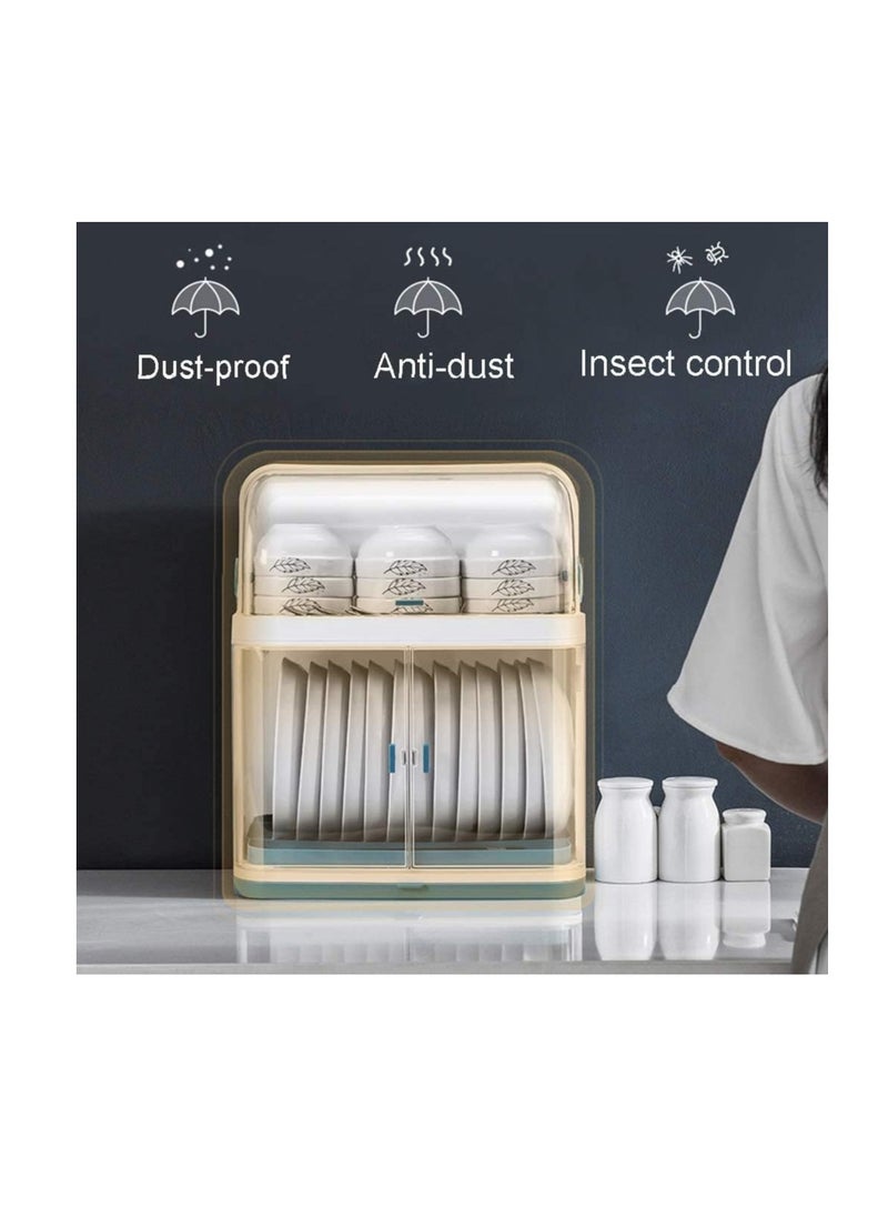 ماركة غير محددة - رفوف أطباق Y-Dish Racks رف أطباق تصريف بطبقتين مع غطاء، رف تجفيف متعدد الوظائف بسعة كبيرة مع لوح تصريف قابل للإزالة، للأطباق وأدوات المائدة والأكواب والأطباق - Image 1