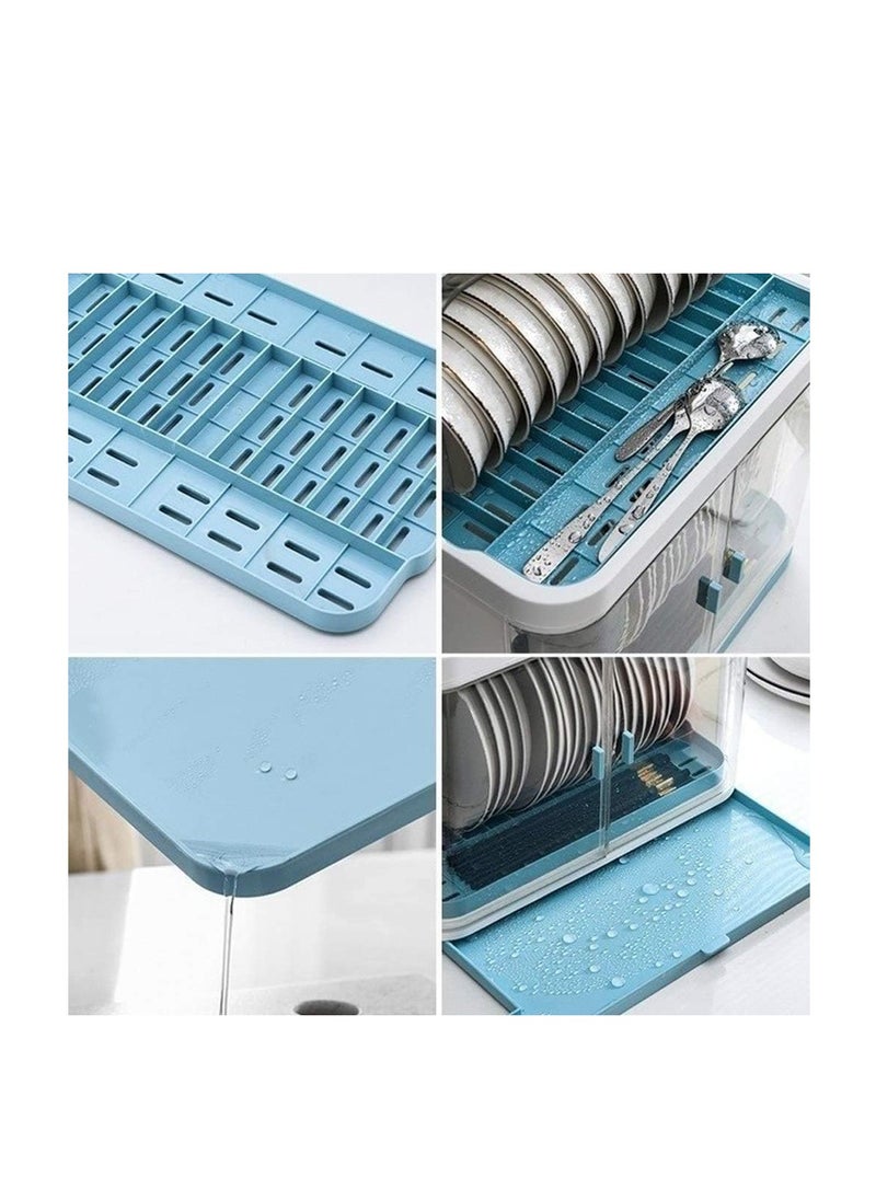 ماركة غير محددة - رفوف أطباق Y-Dish Racks رف أطباق تصريف بطبقتين مع غطاء، رف تجفيف متعدد الوظائف بسعة كبيرة مع لوح تصريف قابل للإزالة، للأطباق وأدوات المائدة والأكواب والأطباق - Image 1
