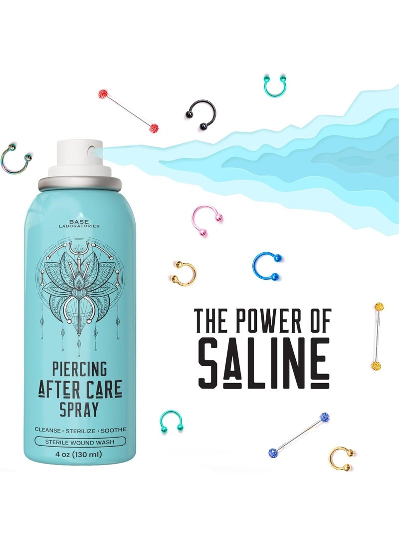 BASE LABORATORIES Piercing Aftercare Spray| 130ml | Cleaning Saline Solution | Cleanses, Sterilizes & Soothes for Piercings Keloids Bumps on Ears & Nose - Image 5