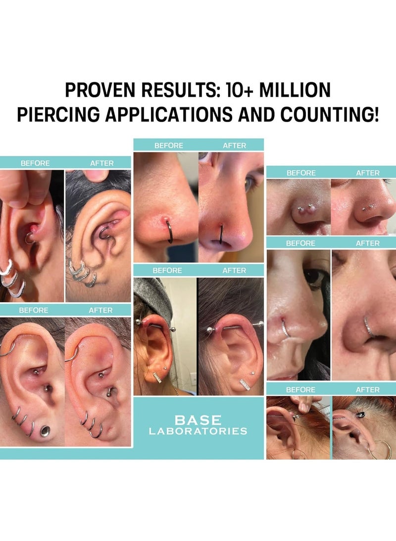 BASE LABORATORIES Piercing After Care Spray| 120ml | Cleaning Saline Solution | Cleanses, Sterilizes & Soothes for Piercings Keloids Bumps on Ears & Nose - Image 4
