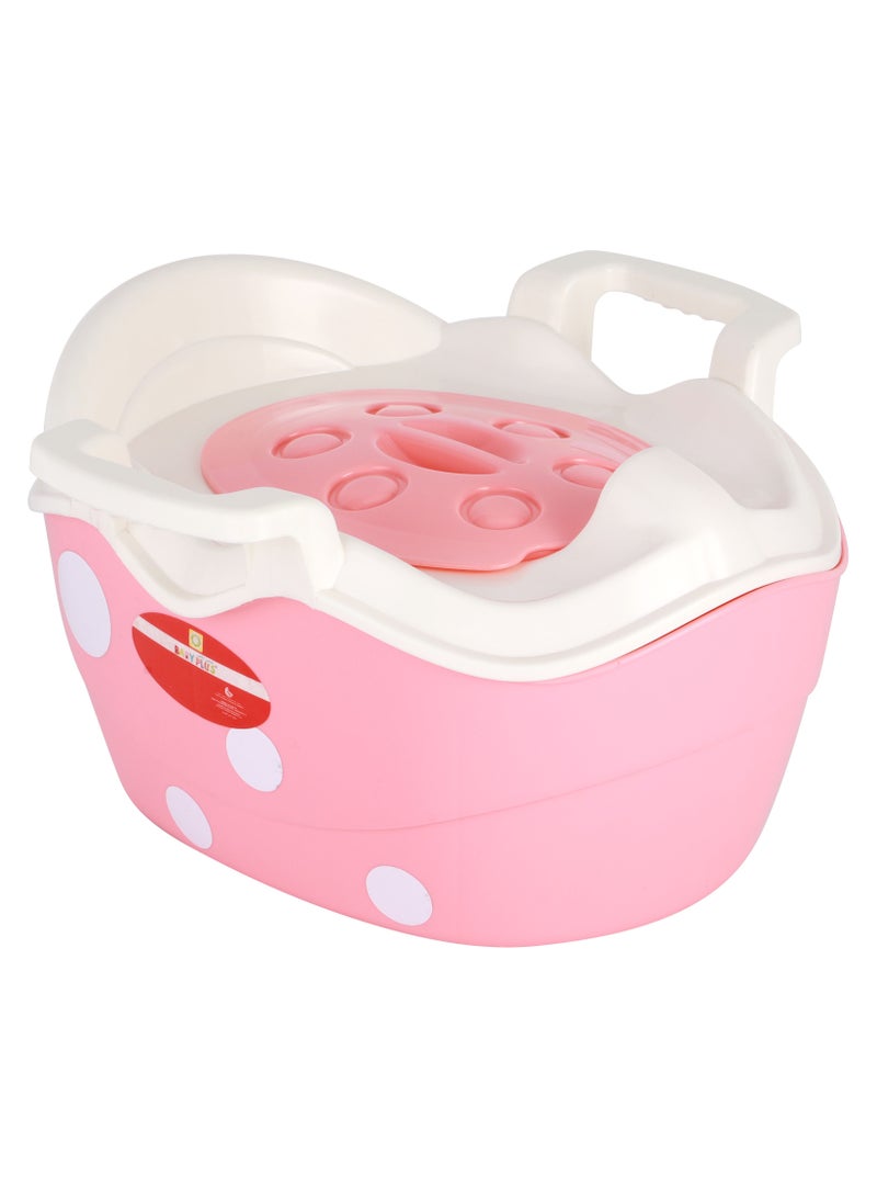 BABY PLUS Pink Portable Baby Potty Chair - Splash Shield With Removable Lid, Comfy High Back Rest, Ergonomic Design And Non-Slip Feet - Boy/Girl - Image 1