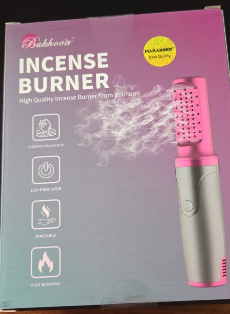 Bukhoor Electric Hair Incense Burner with USB Rechargeable Head for Car and Home Use Portable Electronic Hair and Clothing Incense Burner Pink Electric Comb Bakhoor Incense Burner for Car Home and Clothes Original Electric Hair Incense Burner Travel-Friendly Bakhoor Burner with Interchangeable Head for Hair and Fabrics  - Image 2