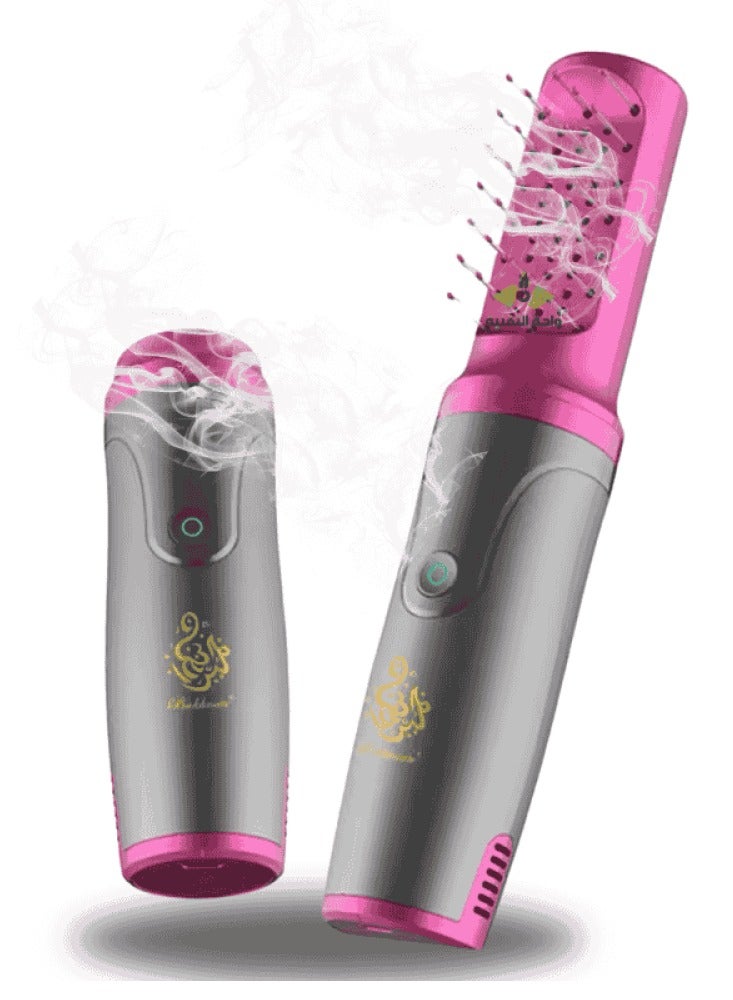 Bukhoor Electric Hair Incense Burner with USB Rechargeable Head for Car and Home Use Portable Electronic Hair and Clothing Incense Burner Pink Electric Comb Bakhoor Incense Burner for Car Home and Clothes Original Electric Hair Incense Burner Travel-Friendly Bakhoor Burner with Interchangeable Head for Hair and Fabrics  - Image 1