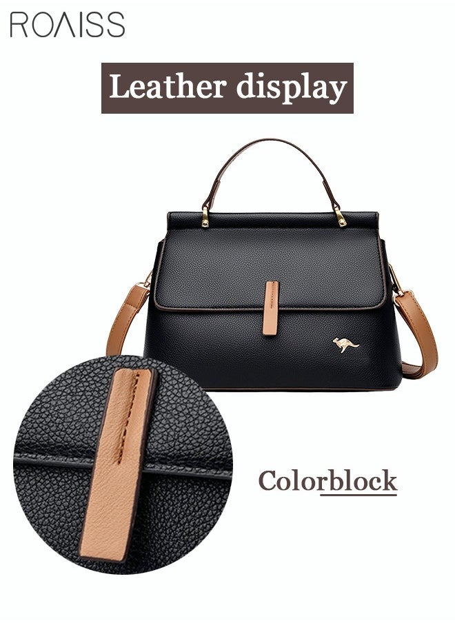 roaiss - Texture Shoulder Crossbody Bag Fashion Elegant Exquisite Multi-pocket Charm High-Quality Fabric Large Capacity Handbag for Women/Mother/Girl Friend Gift Black - Image 1
