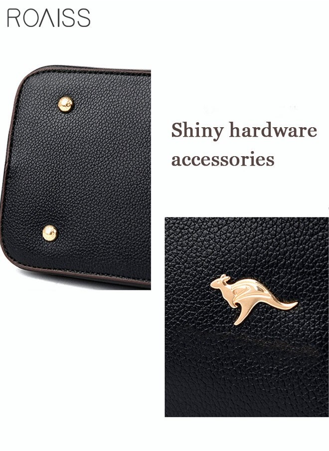 roaiss - Texture Shoulder Crossbody Bag Fashion Elegant Exquisite Multi-pocket Charm High-Quality Fabric Large Capacity Handbag for Women/Mother/Girl Friend Gift Black - Image 1