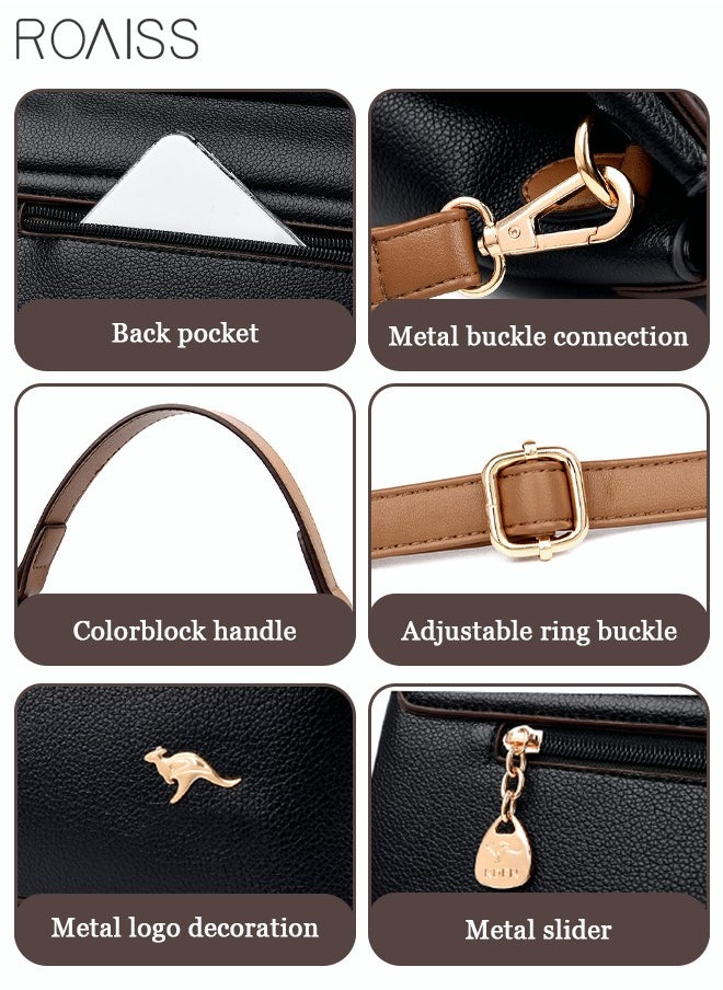 roaiss - Texture Shoulder Crossbody Bag Fashion Elegant Exquisite Multi-pocket Charm High-Quality Fabric Large Capacity Handbag for Women/Mother/Girl Friend Gift Black - Image 1