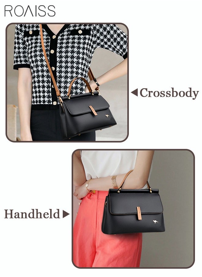 roaiss - Texture Shoulder Crossbody Bag Fashion Elegant Exquisite Multi-pocket Charm High-Quality Fabric Large Capacity Handbag for Women/Mother/Girl Friend Gift Black - Image 1