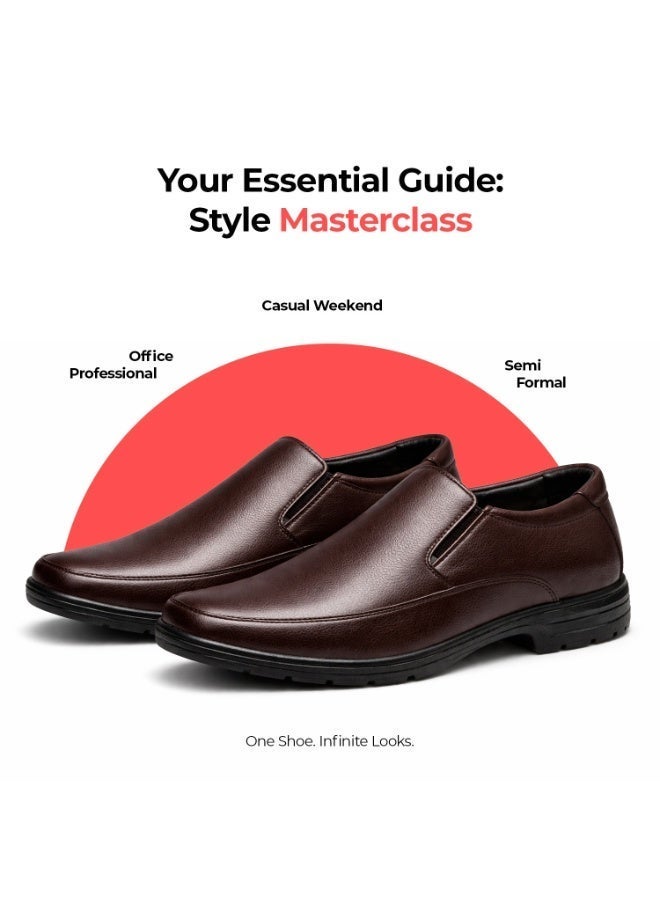 RNS Men Formal Leather Shoes Brown, Genuine Leather Business Shoes with Breathable Waterproof Comfortable Design - Image 5