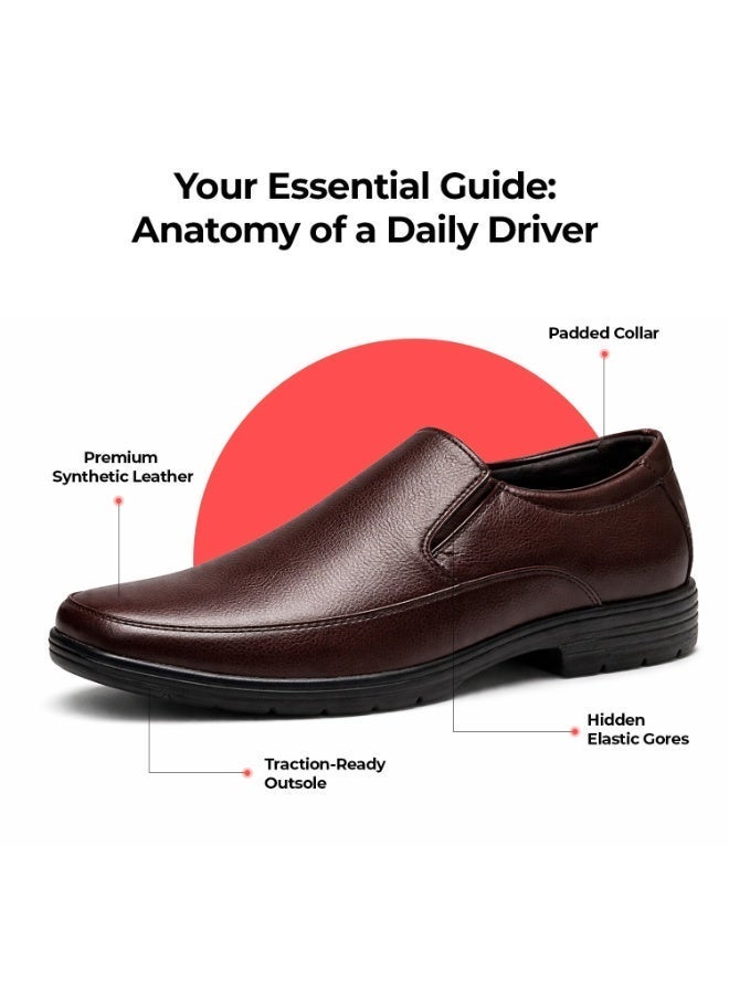 RNS Men Formal Leather Shoes Brown, Genuine Leather Business Shoes with Breathable Waterproof Comfortable Design - Image 4