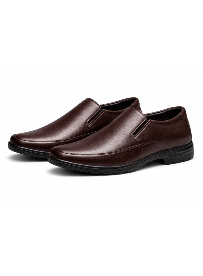 RNS Men Formal Leather Shoes Brown, Genuine Leather Business Shoes with Breathable Waterproof Comfortable Design - Image 1