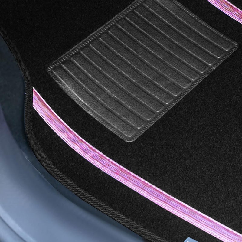 FH Group Universal Fit Car Floor Mats – All-Purpose Carpet Floor Mats & Protectors for Cars, SUVs & Trucks, Durable Automotive Carpet Mats, Pink & Black - Image 3