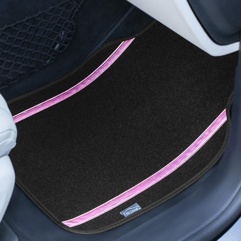 FH Group Universal Fit Car Floor Mats – All-Purpose Carpet Floor Mats & Protectors for Cars, SUVs & Trucks, Durable Automotive Carpet Mats, Pink & Black - Image 4
