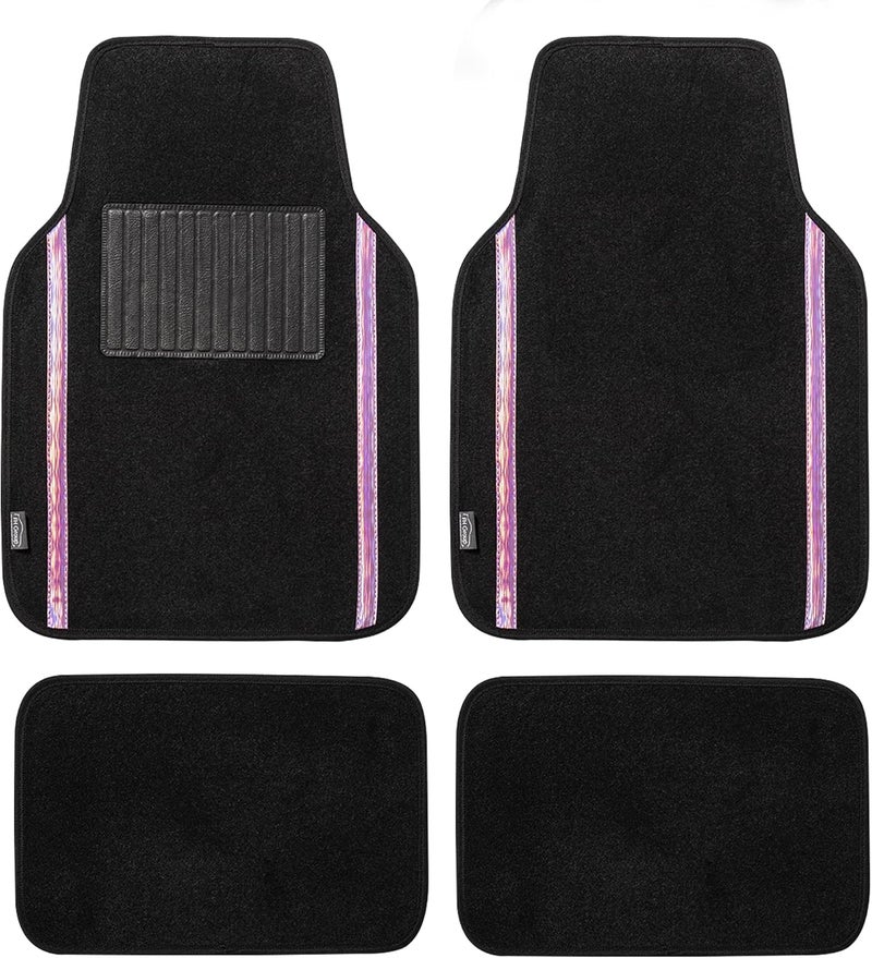 FH Group Universal Fit Car Floor Mats – All-Purpose Carpet Floor Mats & Protectors for Cars, SUVs & Trucks, Durable Automotive Carpet Mats, Pink & Black - Image 1
