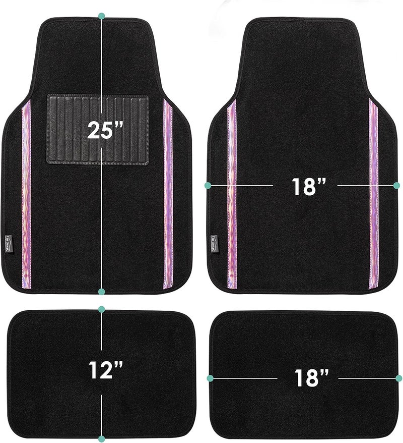 FH Group Universal Fit Car Floor Mats – All-Purpose Carpet Floor Mats & Protectors for Cars, SUVs & Trucks, Durable Automotive Carpet Mats, Pink & Black - Image 2