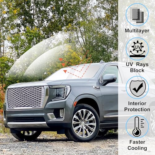 LHFLIVE Windshield Sun Shade Custom Fit for 2021 2022 2023 2024 2025 GMC Yukon XL Accessories Foldable Sunshade Sun Blocker Protect Car from Sun Rays & Heat Damage Keep Car Cooler - Image 2