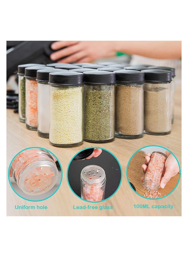Hanayo Rotating Spice Rack Organizer with 18 Glass Spice Jars Revolving Spice Rack Set 360 Degree Rotating Ferris Wheel Spice Rack Removable Spice Rack(Black) - Image 5