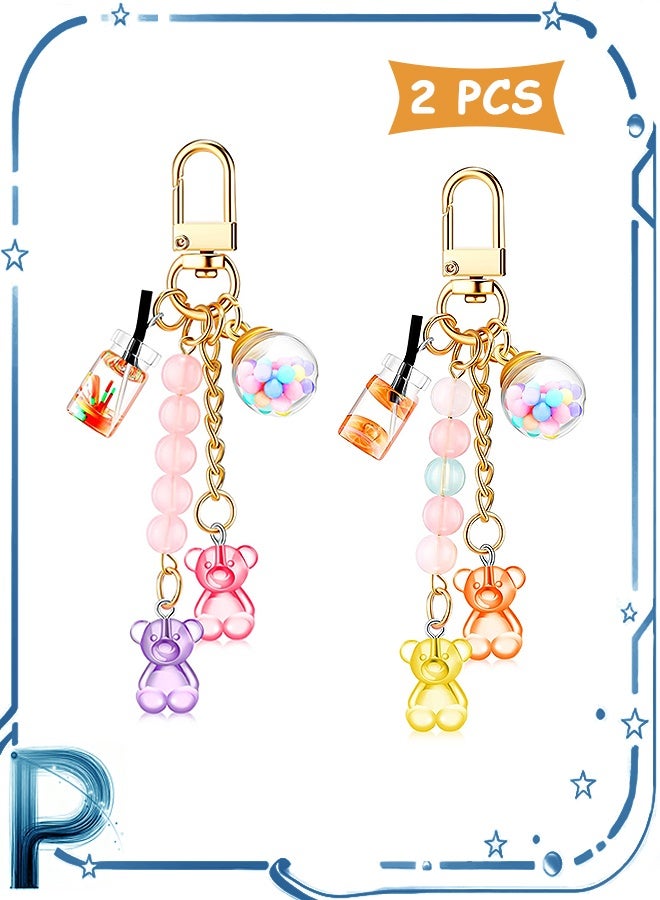 Photon سلسلة مفاتيح على شكل دب من الراتينج اللطيف، قطعتان، مفاتيح سيارة للبنات والنساء، إكسسوارات حلقات المفاتيح - Image 1