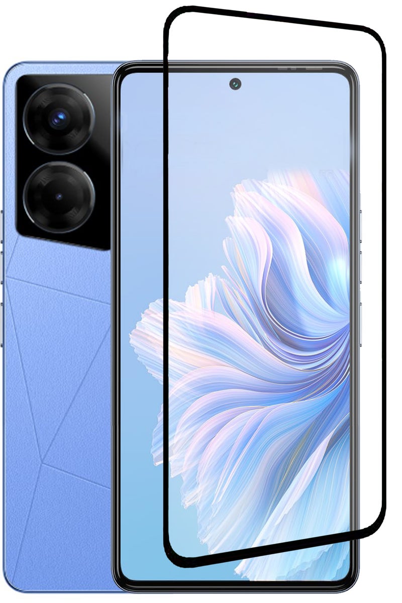For Tecno Camon 20 Pro 5G - Tempered Glass Screen Protector - Advanced Border-Less Full Edge to Edge ,Shatterproof , High Responsiveness , Higher Transparency , Quick to Install ,Anti-scratch and Bubble-free Screen Protector - Black - Image 1