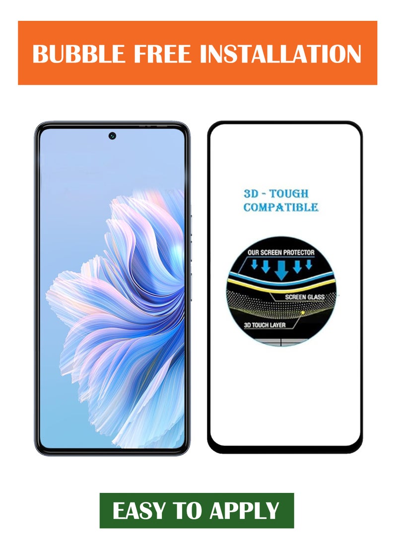 For Tecno Camon 20 Pro 5G - Tempered Glass Screen Protector - Advanced Border-Less Full Edge to Edge ,Shatterproof , High Responsiveness , Higher Transparency , Quick to Install ,Anti-scratch and Bubble-free Screen Protector - Black - Image 3