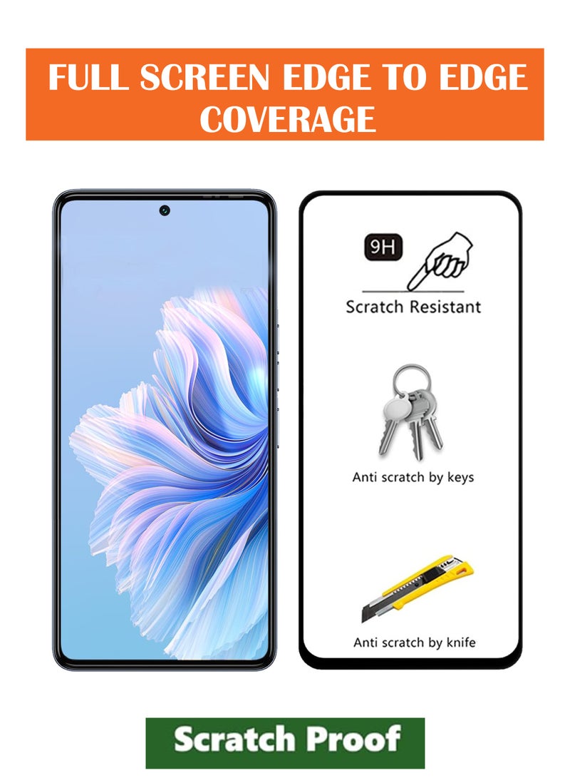 For Tecno Camon 20 Pro 5G - Tempered Glass Screen Protector - Advanced Border-Less Full Edge to Edge ,Shatterproof , High Responsiveness , Higher Transparency , Quick to Install ,Anti-scratch and Bubble-free Screen Protector - Black - Image 2