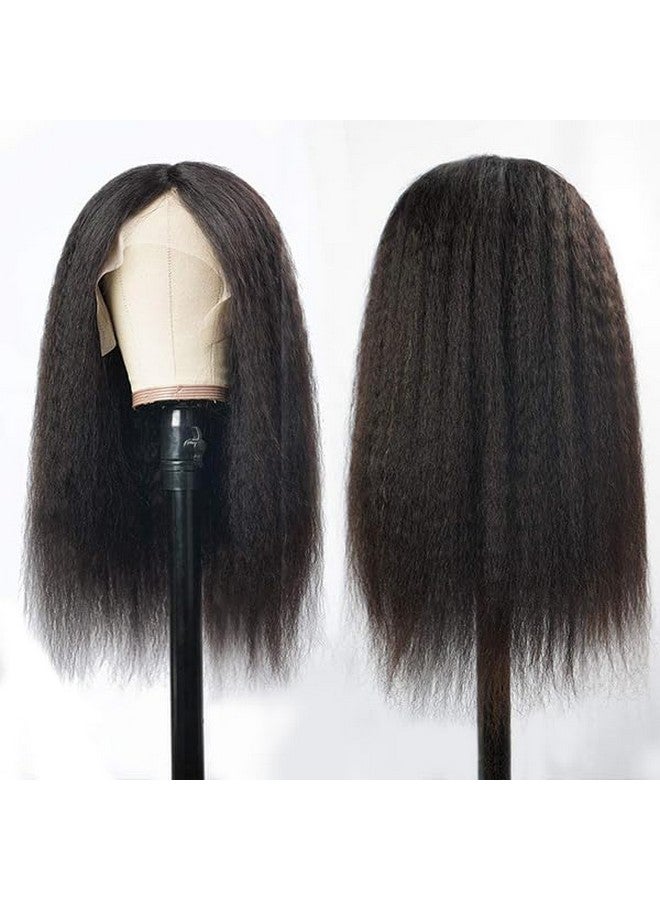 Veravicky Kinky Straight Lace Front Wigs Human Hair 180% Density 13X4 Glueless Wigs For Women 18 Inch Yaki Straight Wigs Pre Plucked With Baby Hair Natural Color - Image 3