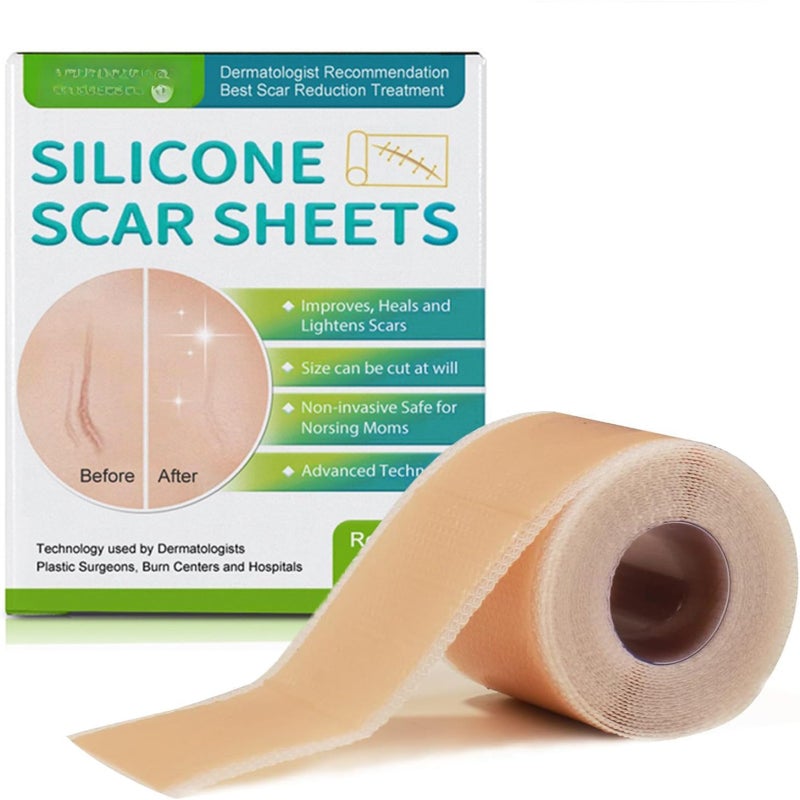 Silicone scar sticker, professional scar repair sticker, reusable, suitable for hypertrophic scars, postoperative scars, wounds, burns, stretch mark repair, skin regeneration, collagen sticker, scar wrinkle improvement, sensitive skin - Image 1